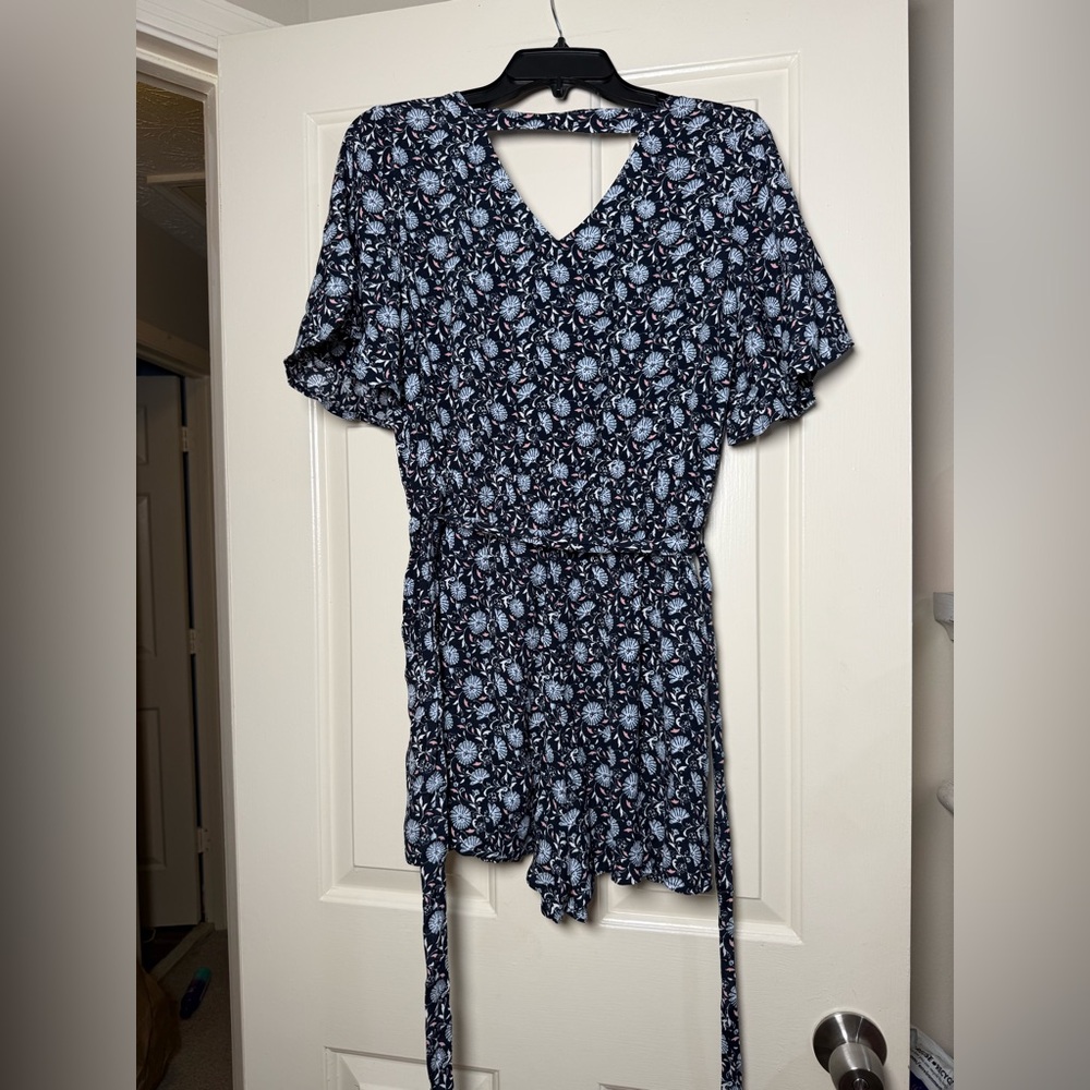 LOFT Floral Ruffle Short Sleeve Romper
